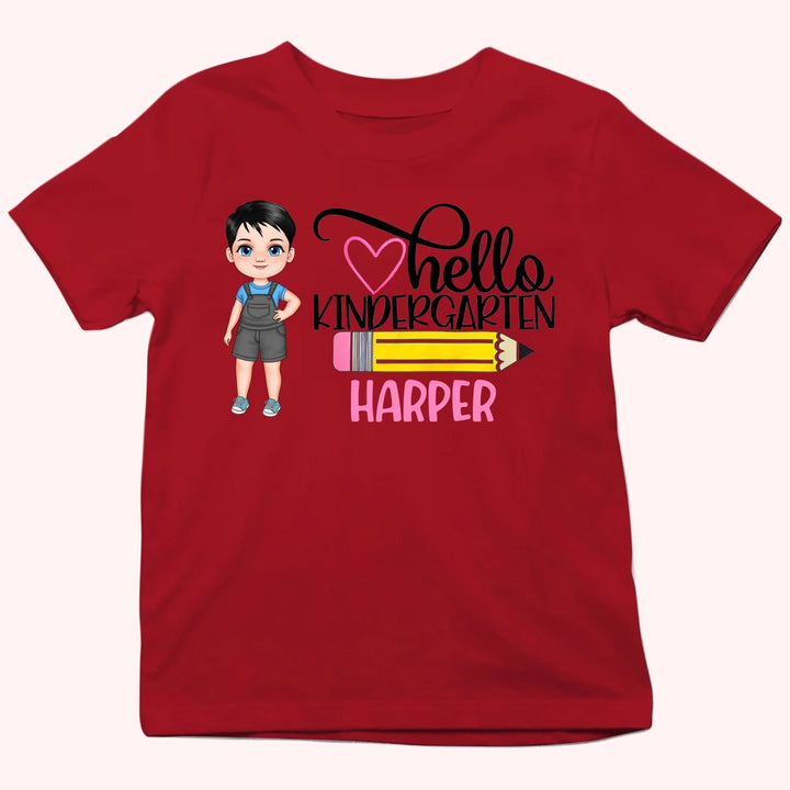 Hello Kindergarten - Personalized Shirt - Back to School Gift For Kids