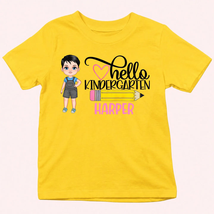Hello Kindergarten - Personalized Shirt - Back to School Gift For Kids