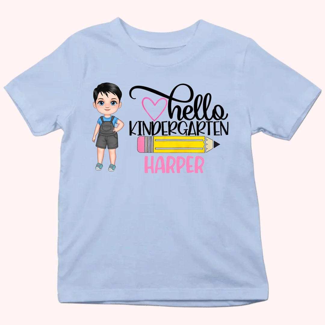 Hello Kindergarten - Personalized Shirt - Back to School Gift For Kids