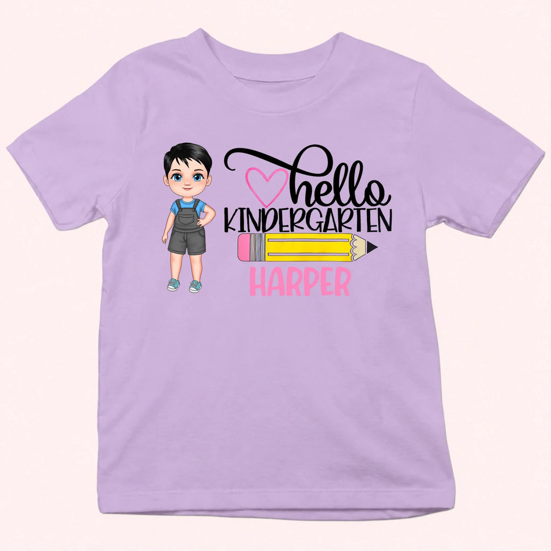 Hello Kindergarten - Personalized Shirt - Back to School Gift For Kids
