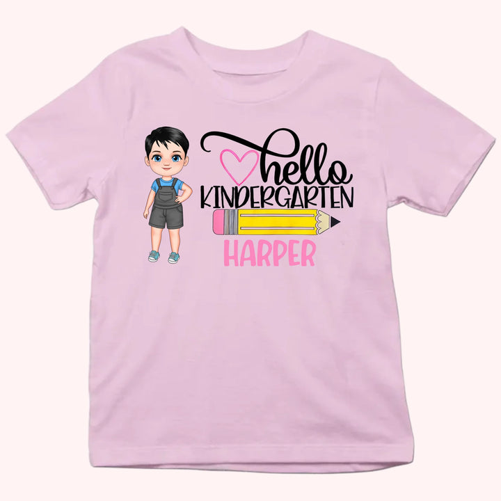 Hello Kindergarten - Personalized Shirt - Back to School Gift For Kids
