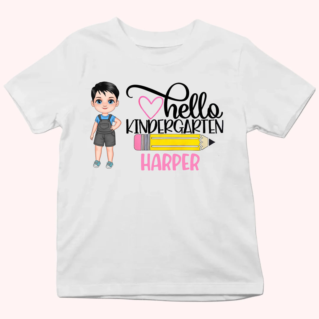 Hello Kindergarten - Personalized Shirt - Back to School Gift For Kids