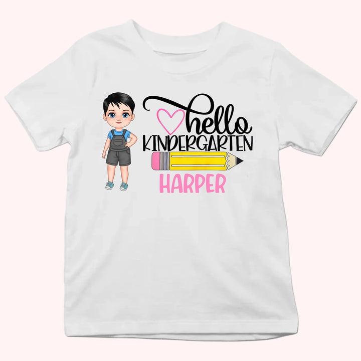 Hello Kindergarten - Personalized Shirt - Back to School Gift For Kids