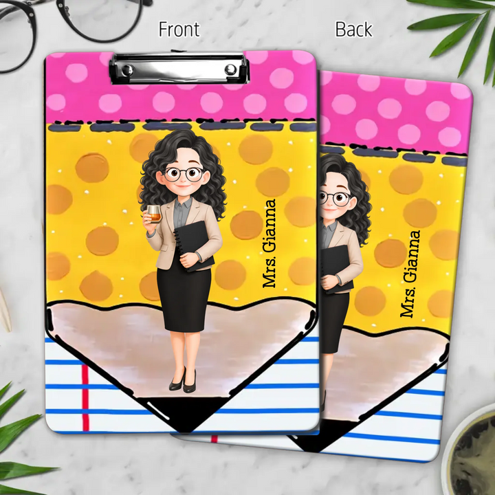 Teacher Pencil - Personalized Custom Clipboard - Back To School Gift For Teacher