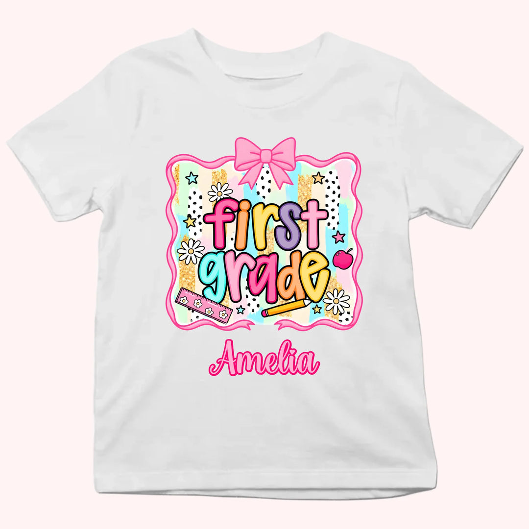 Back to School Personalized Grade Shirt - Custom Name Tee - Gift For Back To School