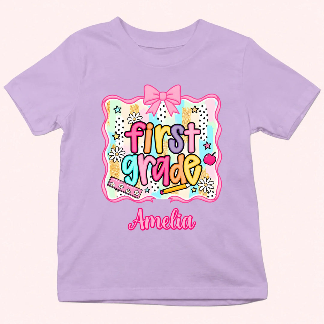 Back to School Personalized Grade Shirt - Custom Name Tee - Gift For Back To School