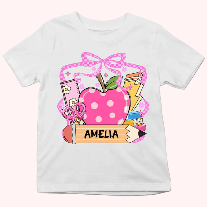 Apple & Pencil - Personalized Youth Shirts - Back To School Gift For Kids