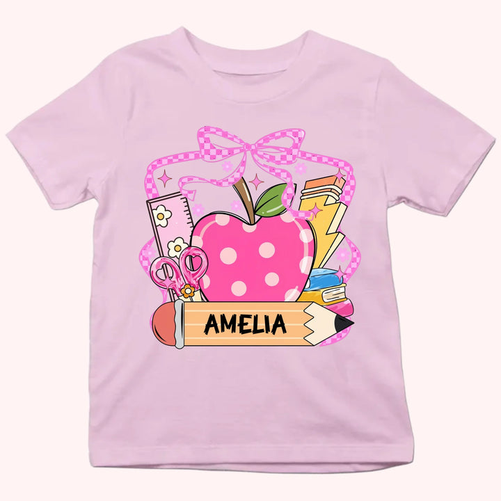 Apple & Pencil - Personalized Youth Shirts - Back To School Gift For Kids