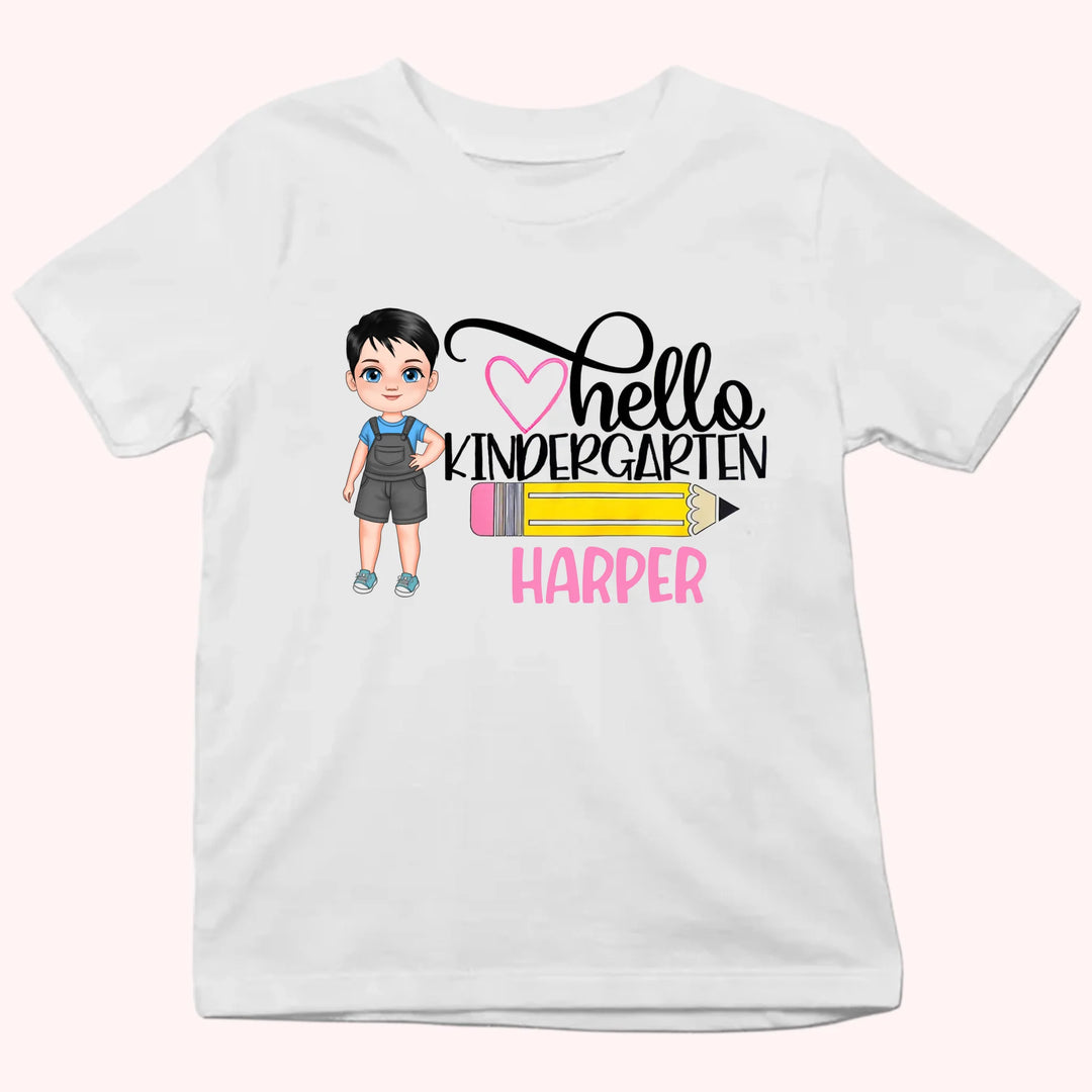 Hello Kindergarten - Personalized Shirt - Back to School Gift For Kids
