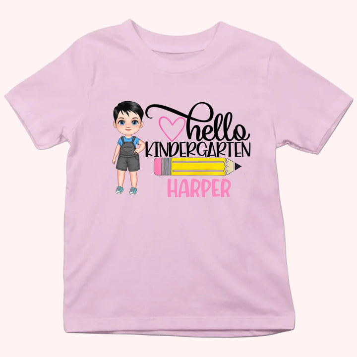 Hello Kindergarten - Personalized Shirt - Back to School Gift For Kids