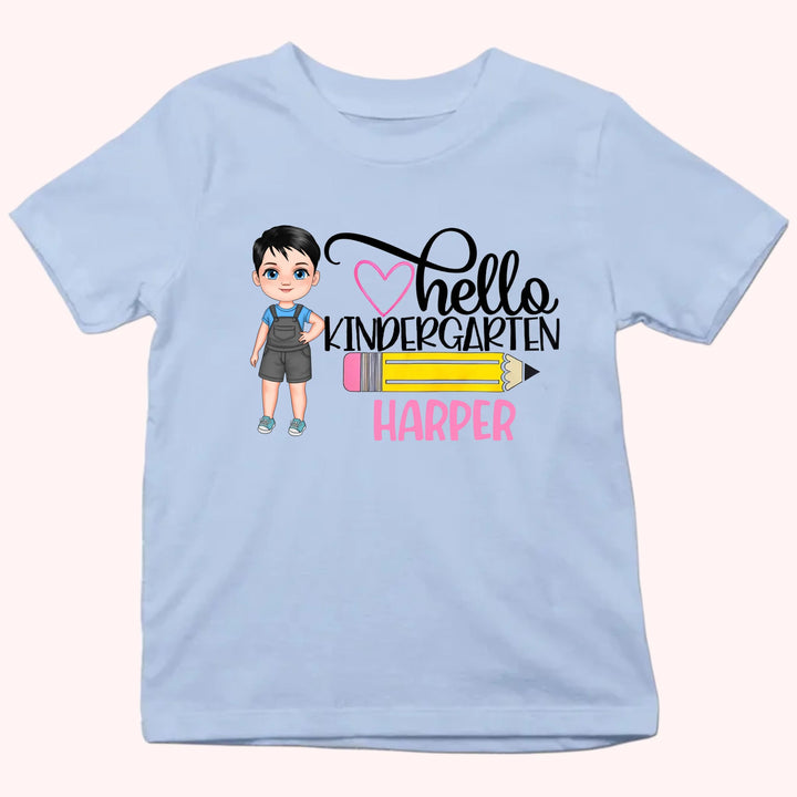 Hello Kindergarten - Personalized Shirt - Back to School Gift For Kids