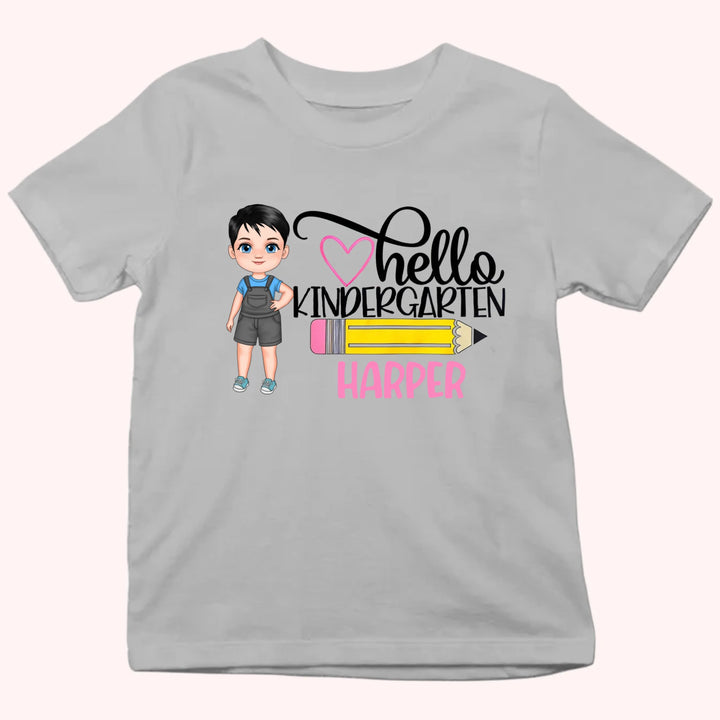 Hello Kindergarten - Personalized Shirt - Back to School Gift For Kids