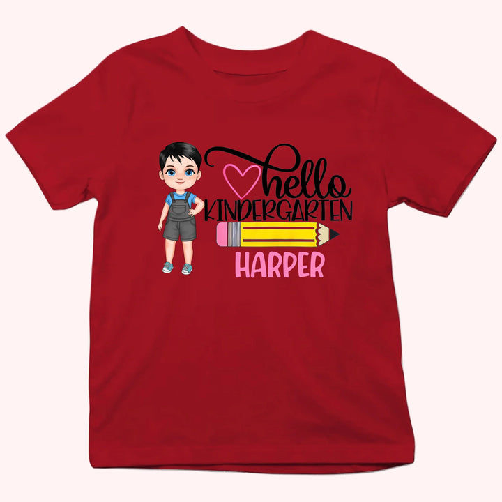 Hello Kindergarten - Personalized Shirt - Back to School Gift For Kids
