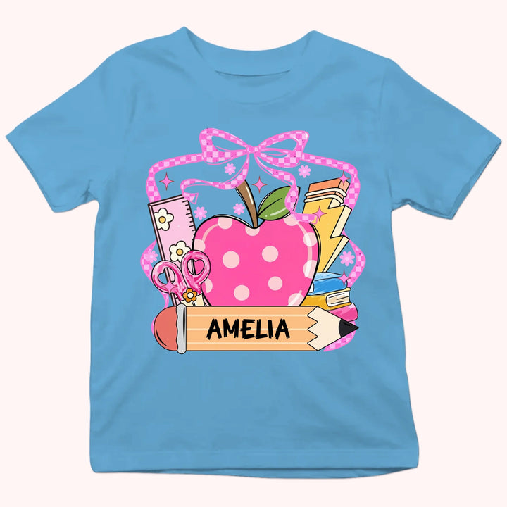 Apple & Pencil - Personalized Youth Shirts - Back To School Gift For Kids