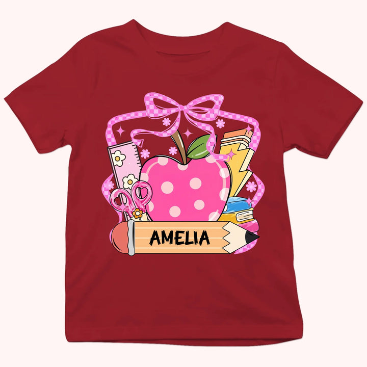 Apple & Pencil - Personalized Youth Shirts - Back To School Gift For Kids