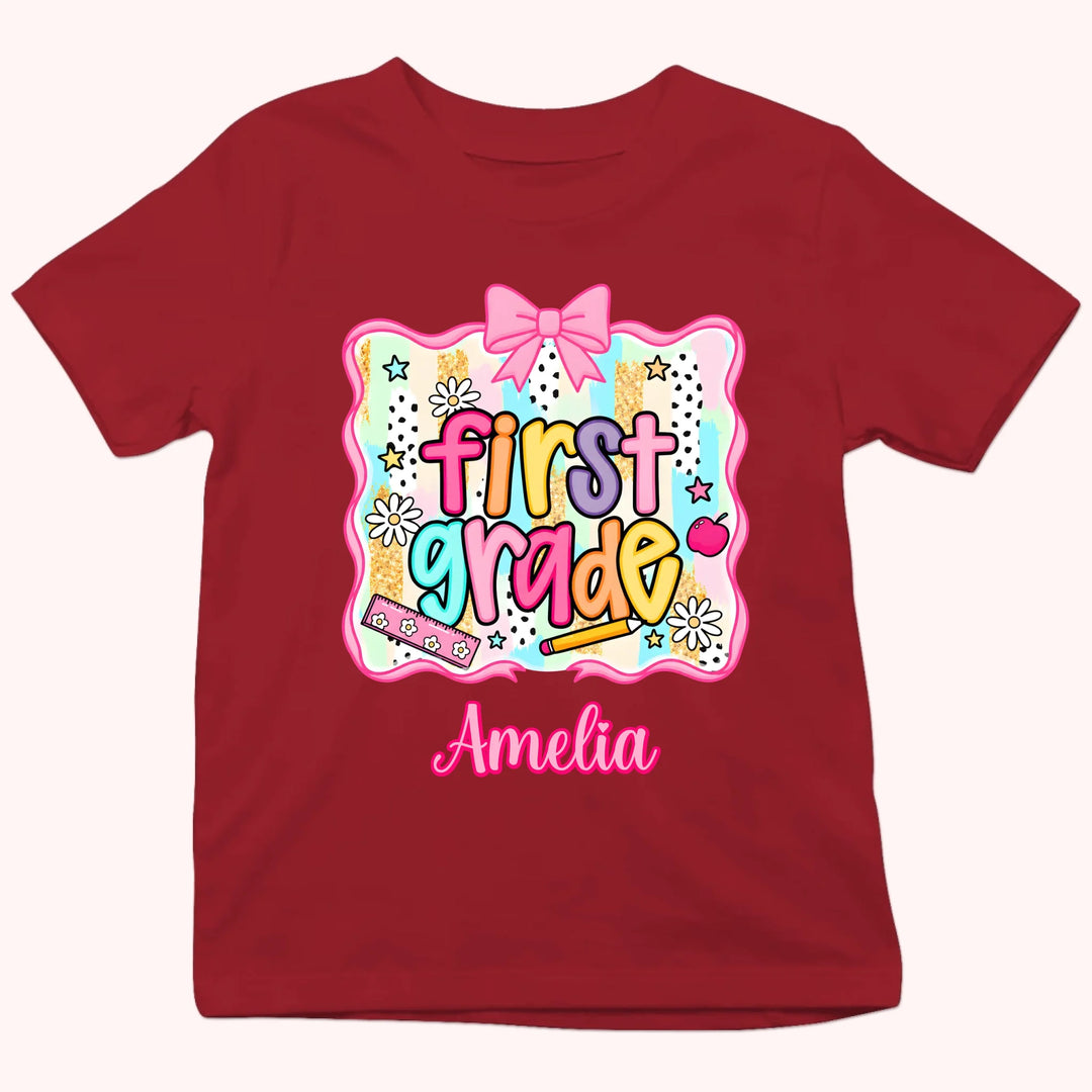 Back to School Personalized Grade Shirt - Custom Name Tee - Gift For Back To School