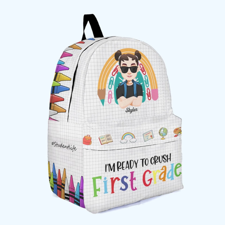 Personalized Custom Backpack - Back To School, Birthday Gift For Kindergarten, Pre-K, 1st Grade, 2nd Grade, 3rd Grade, 4th Grade, 5th Grade, 6th Grade Kid - Ready To Crush School