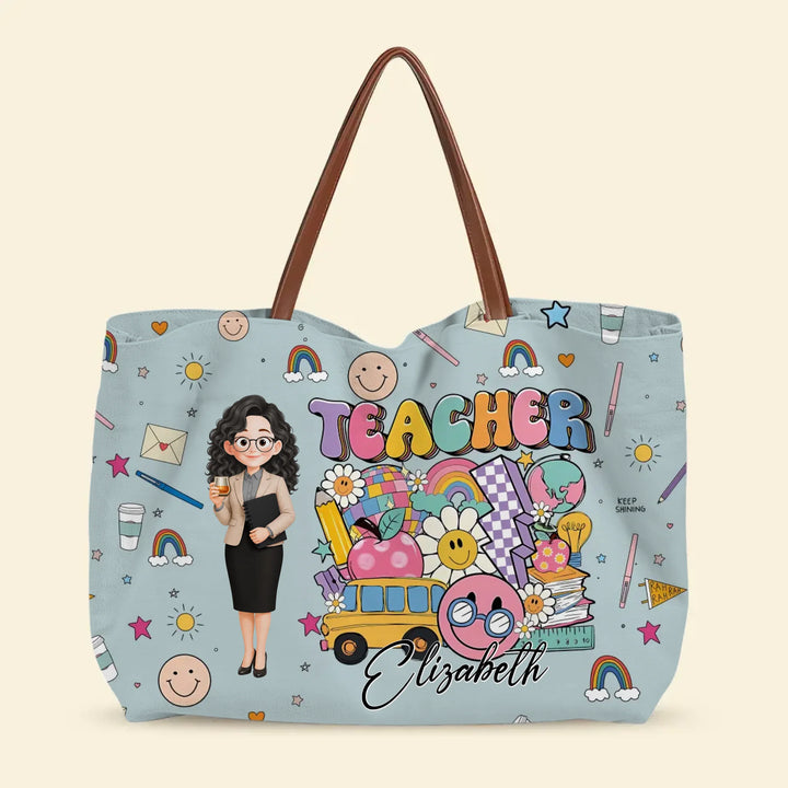 Retro Teacher - Personalized Custom Tote Bag - Teacher's Day, Appreciation Gift For Teacher