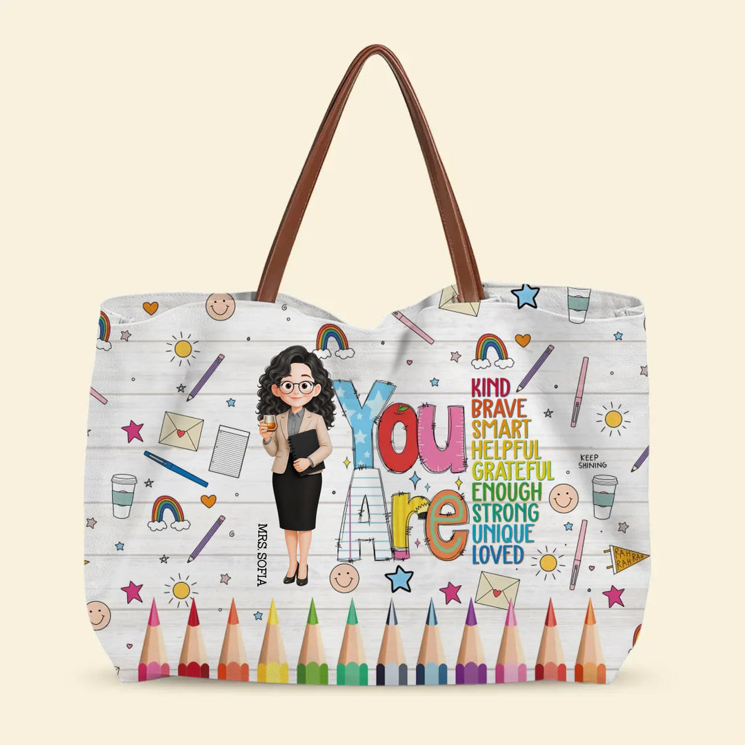 Teach, Love, Inspire - Personalized Custom Tote Bag - Teacher's Day, Appreciation Gift For Teacher