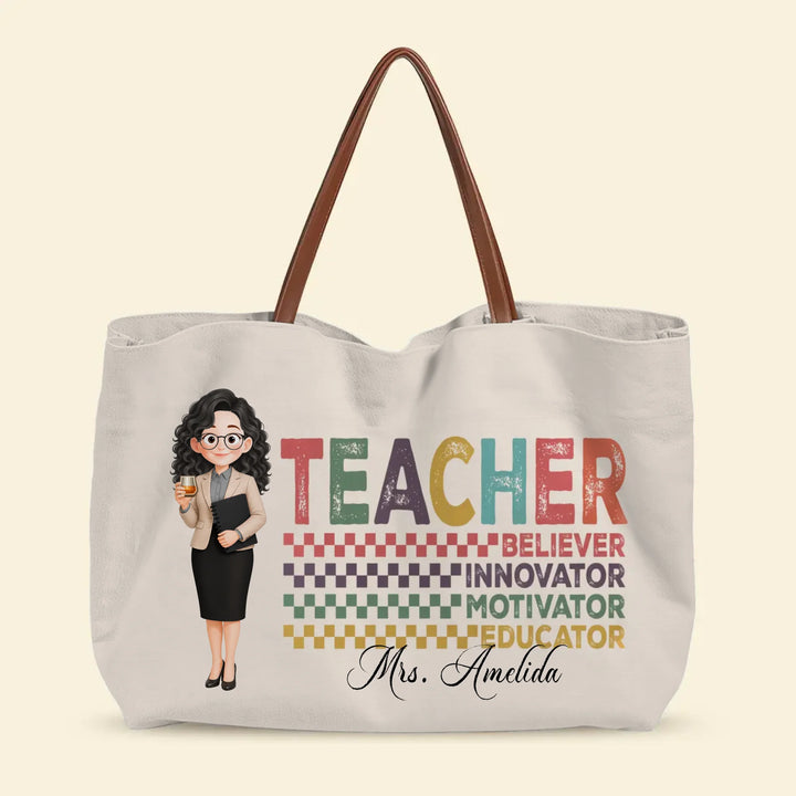 Sophisticated Scholar - Personalized Custom Tote Bag - Teacher's Day, Appreciation Gift For Teachers
