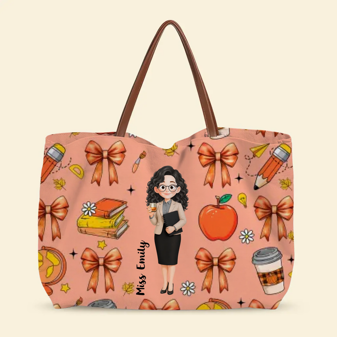 Scholastic Style - Personalized Custom Tote Bag - Teacher's Day, Appreciation Gift For Teachers