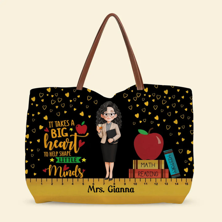 A Big Heart - Personalized Custom Tote Bag - Back To School, Appreciation Gift For Teachers