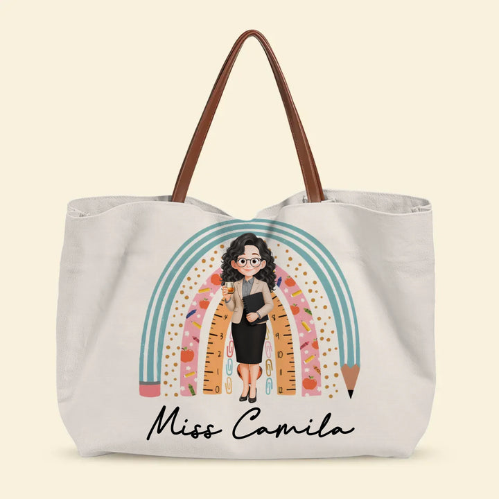 Pencil Rainbow - Personalized Custom Tote Bag - Back To School, Appreciation Gift For Teachers
