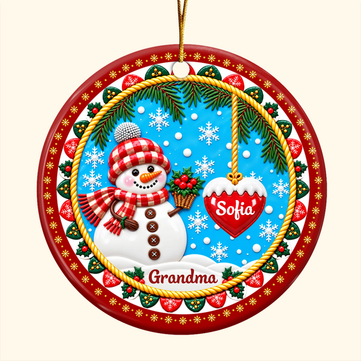 Christmas Snowman Love - Ceramic Ornament - Christmas Gift For Grandma, Family