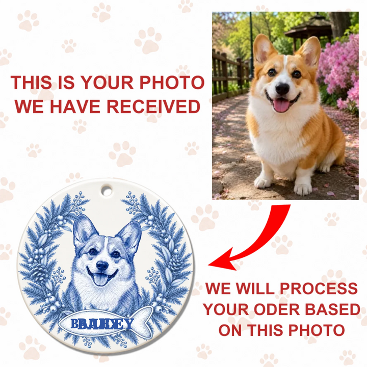 Photo Dogs Christmas Memorial - Ceramic Ornament - Christmas Gift For Dogs, Pet Lovers