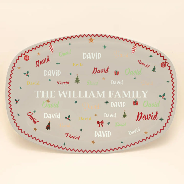 Family Names Christmas Keepsake - Personalized Custom Platter - Christmas Gift For Family, Family Members