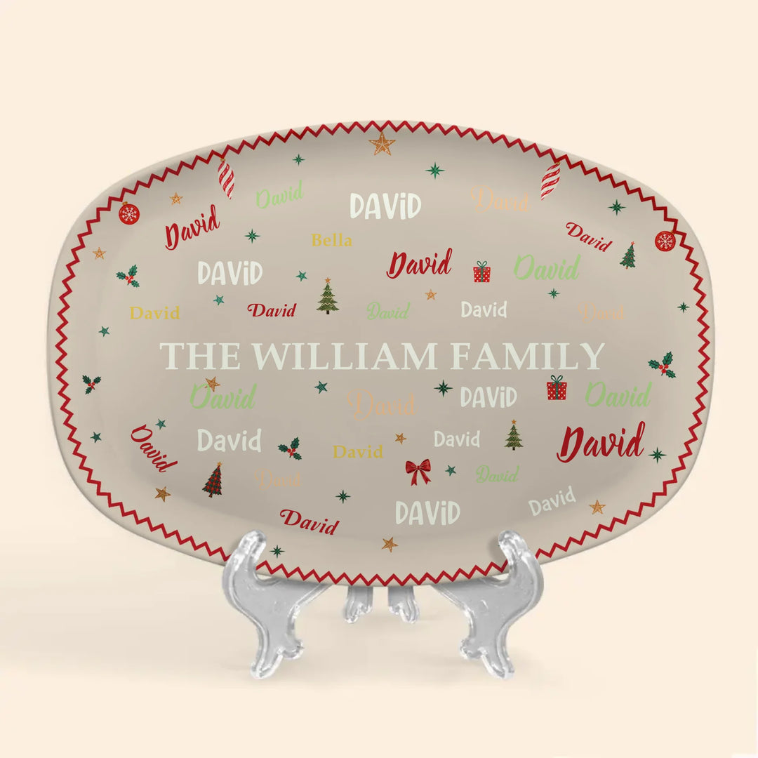 Family Names Christmas Keepsake - Personalized Custom Platter - Christmas Gift For Family, Family Members
