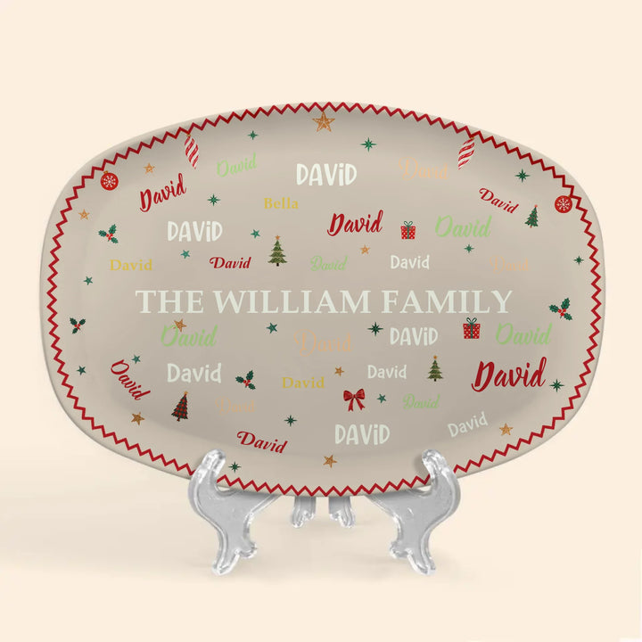 Family Names Christmas Keepsake - Personalized Custom Platter - Christmas Gift For Family, Family Members