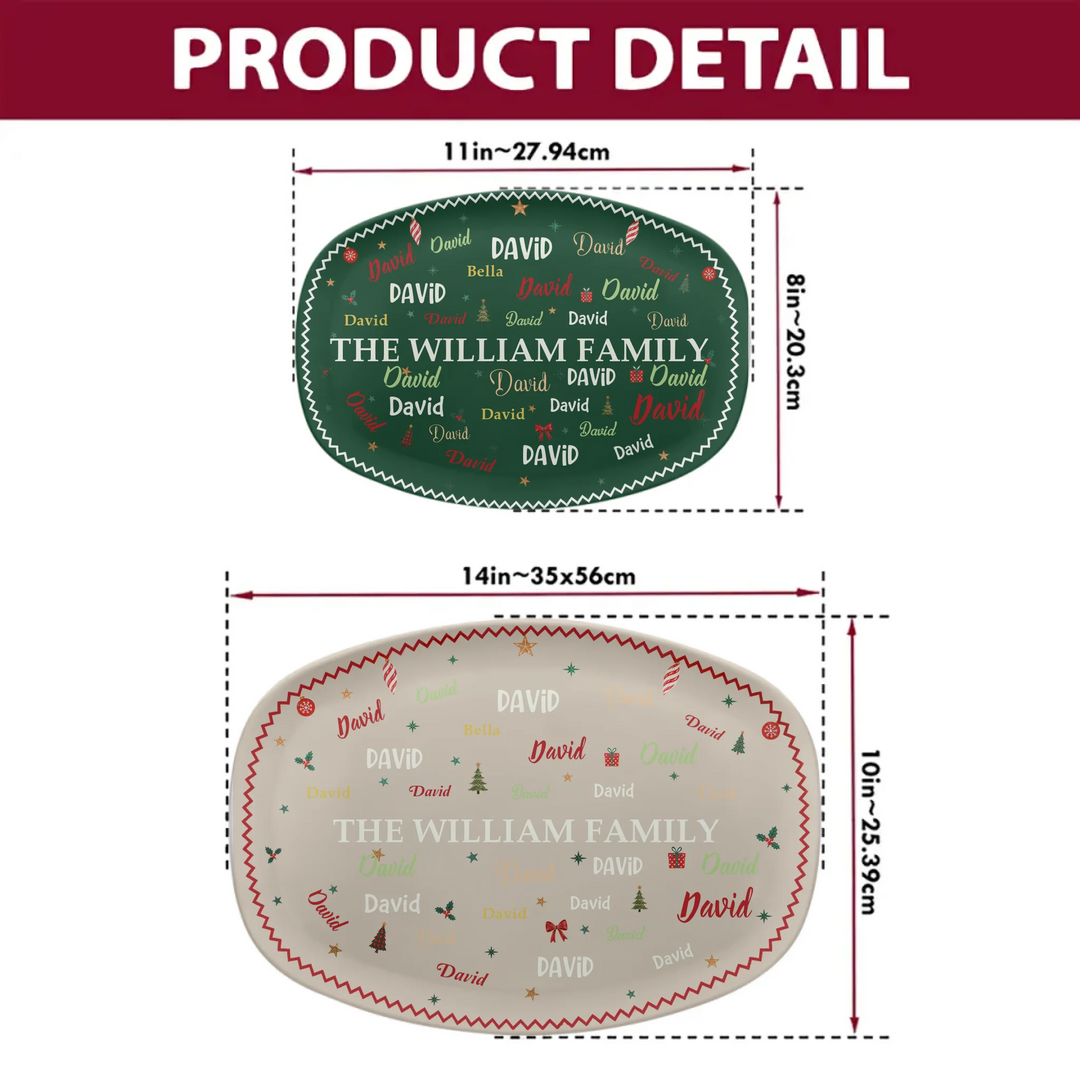 Family Names Christmas Keepsake - Personalized Custom Platter - Christmas Gift For Family, Family Members