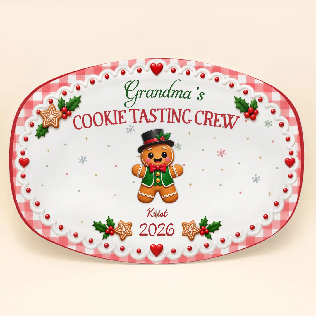 Gingerbread Warm Cookies Baked With Love - Personalized Custom Platter - Christmas Gifts For Family