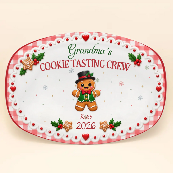 Gingerbread Warm Cookies Baked With Love - Personalized Custom Platter - Christmas Gifts For Family