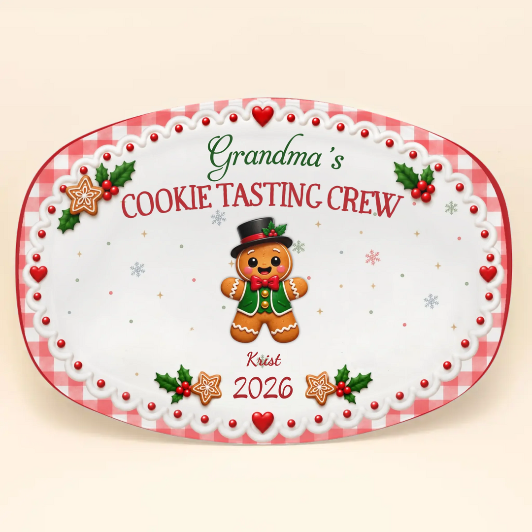 Gingerbread Warm Cookies Baked With Love - Personalized Custom Platter - Christmas Gifts For Family