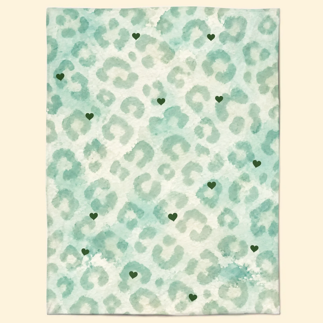 Watercolor Leopard Name Collage Monogram Blanket - Personalized Blanket - Gift For Friends, Family