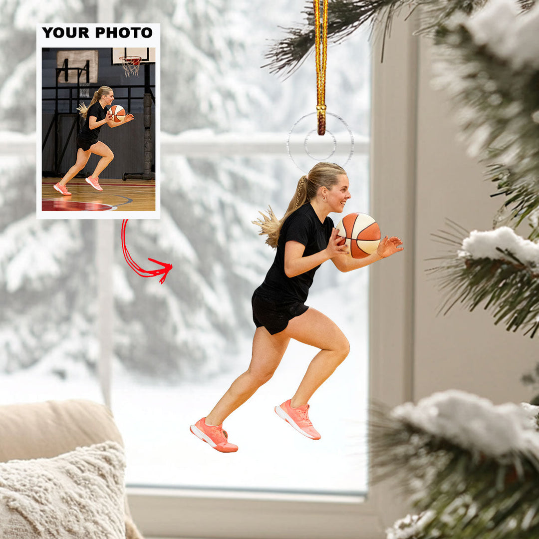 Basket Runner - Personalized Photo Mica Ornament - Christmas Gift For Basketball Players, Basketball Lovers