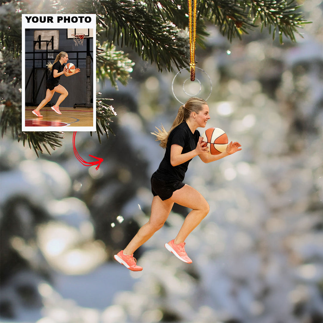 Basket Runner - Personalized Photo Mica Ornament - Christmas Gift For Basketball Players, Basketball Lovers