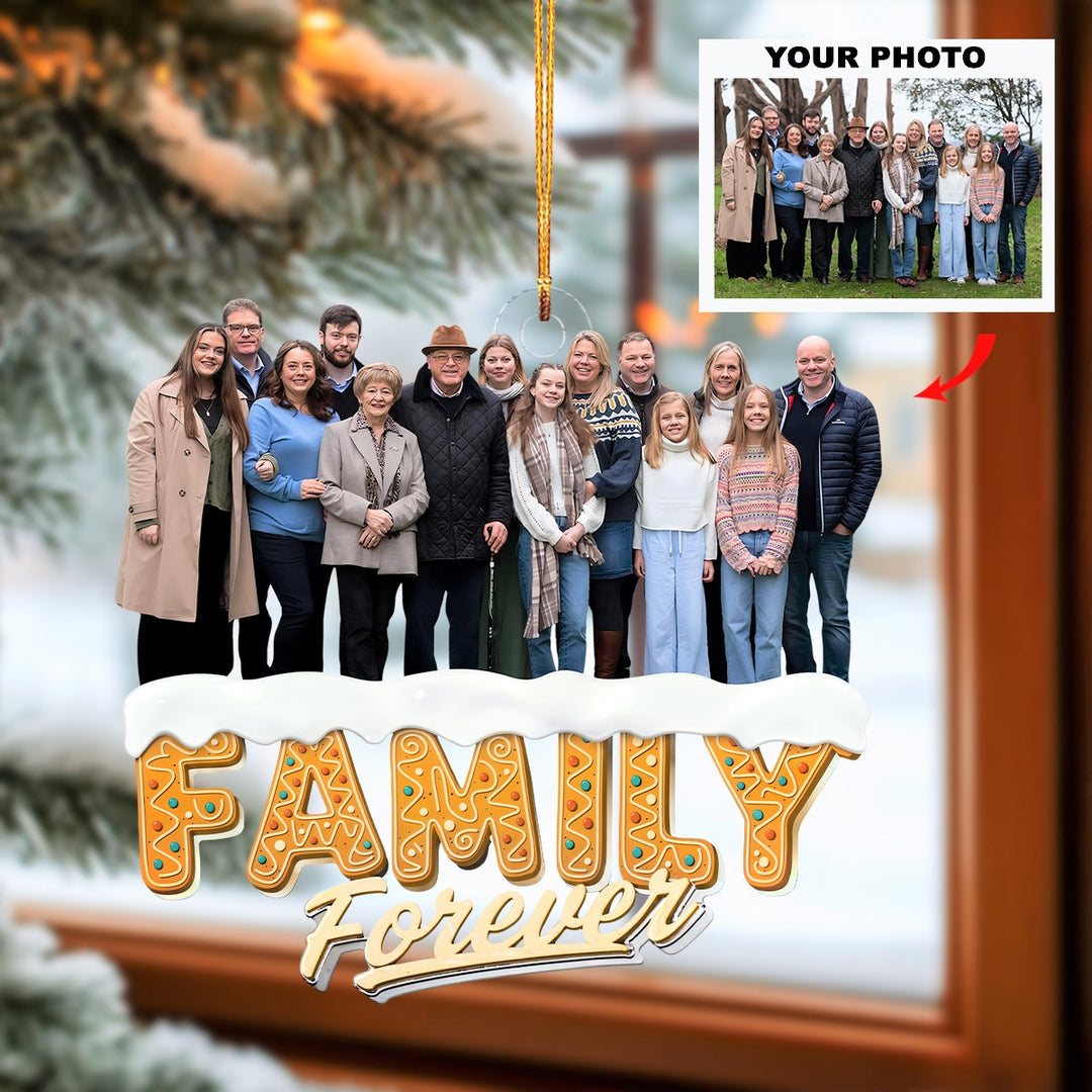 Family Forever - Personalized Photo Mica Ornament - Christmas Gift For Family Members UPL0NL001