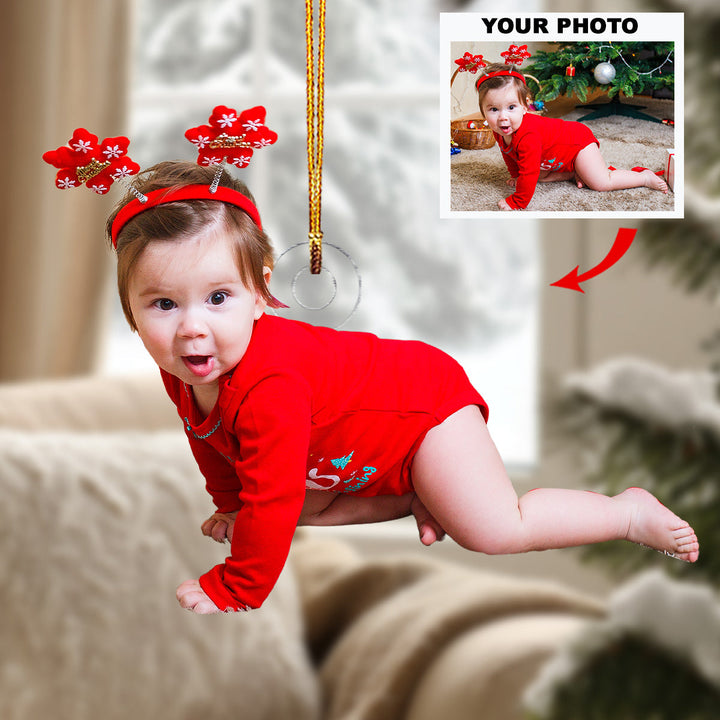 Jolly Jumper - Personalized Photo Mica Ornament - Gift For Baby, Family Members