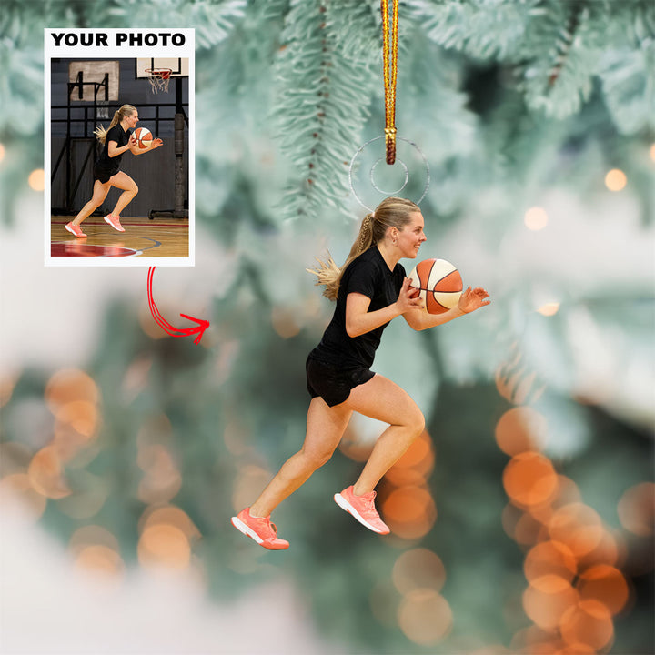 Basket Runner - Personalized Photo Mica Ornament - Christmas Gift For Basketball Players, Basketball Lovers