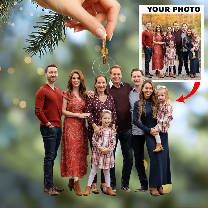 Happy Family Smiles - Personalized Photo Mica Ornament - Christmas Gift For Family Members