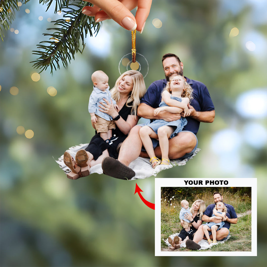 Family Warmth - Personalized Photo Mica Ornament - Christmas Gift For Family Members