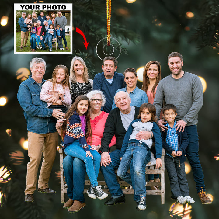 Generation Together - Personalized Photo Mica Ornament - Gift For Family, Family Members
