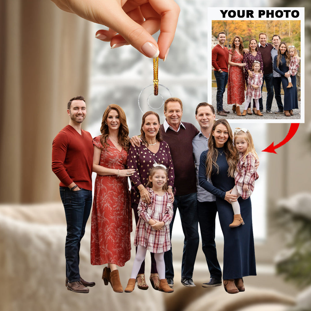 Happy Family Smiles - Personalized Photo Mica Ornament - Christmas Gift For Family Members