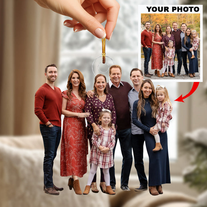 Happy Family Smiles - Personalized Photo Mica Ornament - Christmas Gift For Family Members