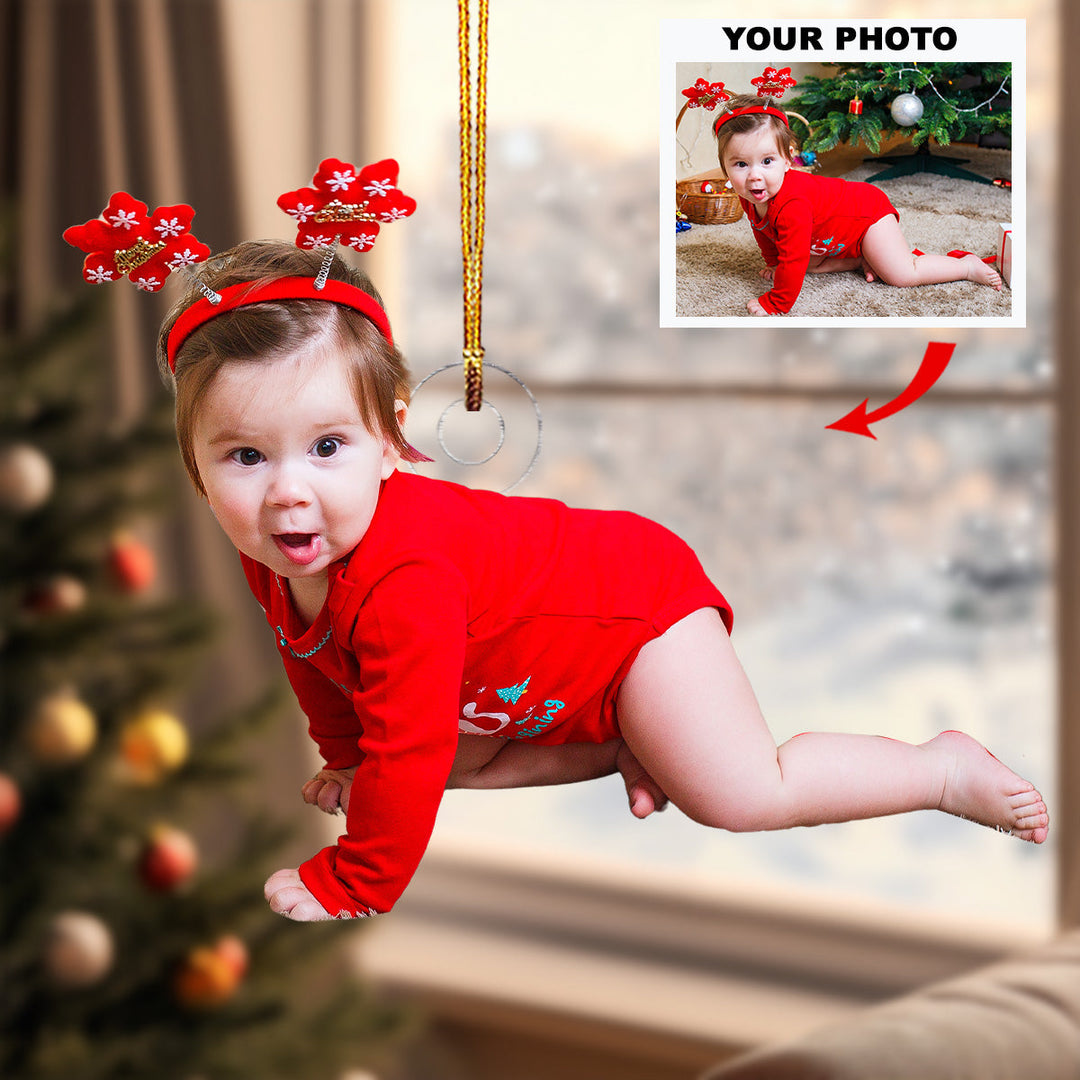Jolly Jumper - Personalized Photo Mica Ornament - Gift For Baby, Family Members