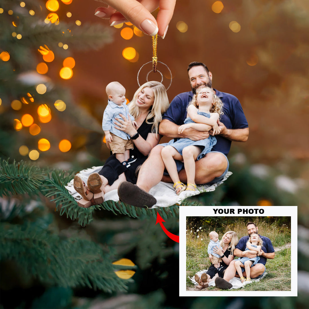Family Warmth - Personalized Photo Mica Ornament - Christmas Gift For Family Members