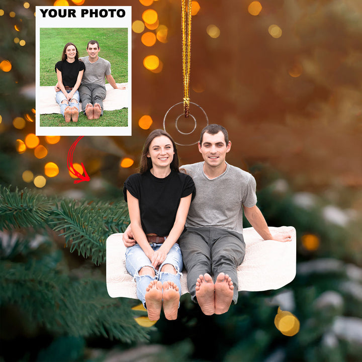 Love On The Lawn - Personalized Photo Mica Ornament - Christmas Gift For Couple, Family Members